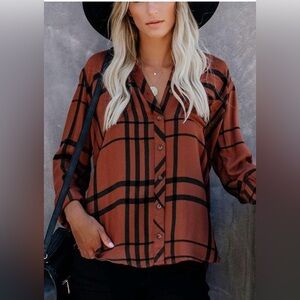 ZC&GF Women's Long Sleeve V-Neck Stripes Casual Blouses Pocket Button Down Shirt